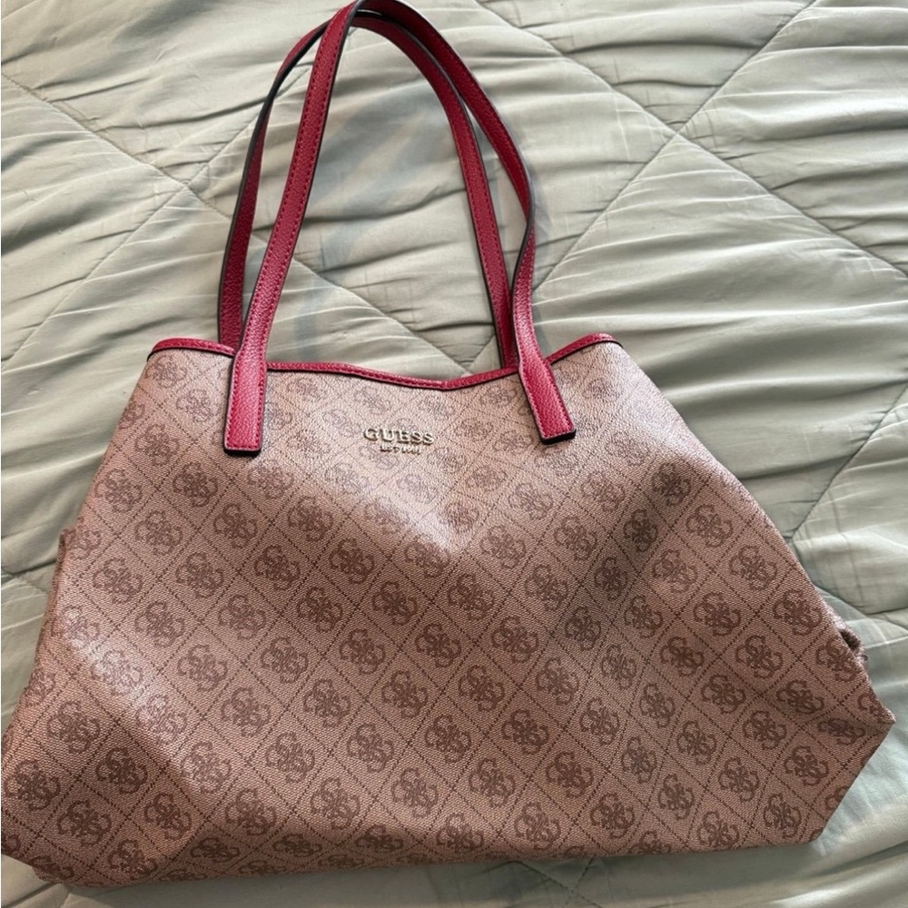 Vintage GUESS Red and Brown Tote